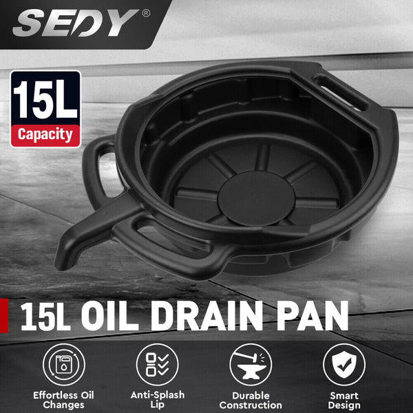 Sedy 15L Oil Change Pan Drain Tray Portable Dish Coolant Recovery Black Other Auto Tools & Supplies