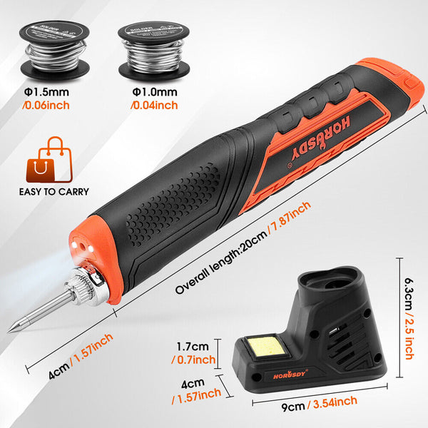 Horusdy 8W 4V Max Cordless Soldering Iron Rechargeable With Lithium Ion Battery Welding & Soldering Tools