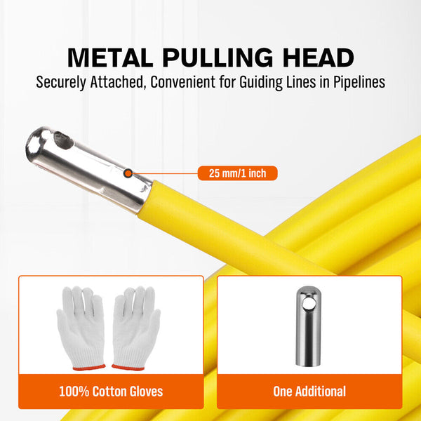 Hodusdy 150Ma8mm Fish Tape Puller Fiberglass Wire Cable Running Duct Rodder Heavy Duty Wire & Cable Connectors