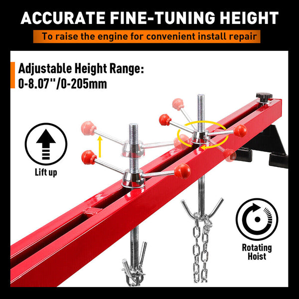 Horusdy 1.8M Engine Support Bar Load Leveler Transmission Dual Hook 500Kg Other Shop Equipment
