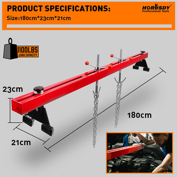 Horusdy 1.8M Engine Support Bar Load Leveler Transmission Dual Hook 500Kg Other Shop Equipment