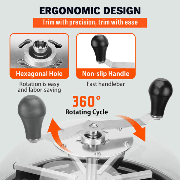 Horusdy 19 Inch Bud Leaf Bowl Trimmer Tumble Stainless Steel Blades Twisted Spin Cut Hydroponic Growing Kits