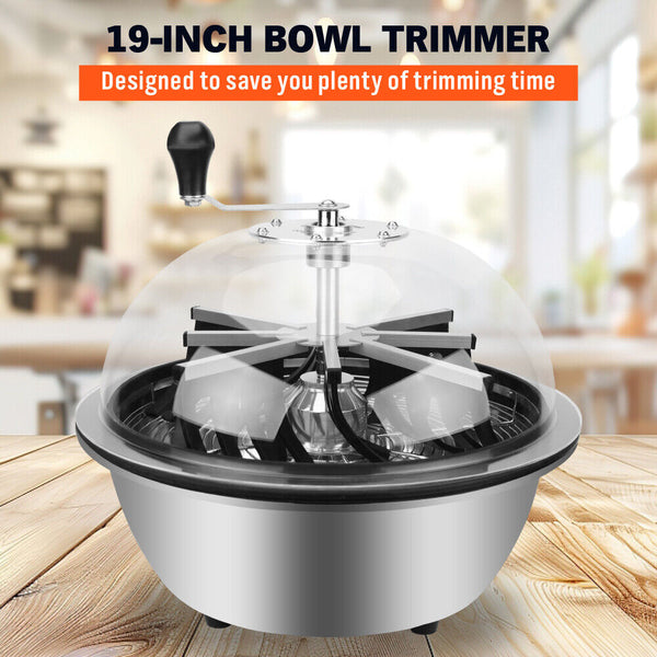 Horusdy 19 Inch Bud Leaf Bowl Trimmer Tumble Stainless Steel Blades Twisted Spin Cut Hydroponic Growing Kits