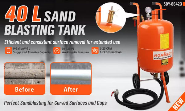 40L Sandblasting Tank Grit Blaster For Car And Truck Restoration Water Tanks