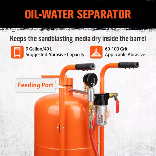 40L Sandblasting Tank Grit Blaster For Car And Truck Restoration Water Tanks