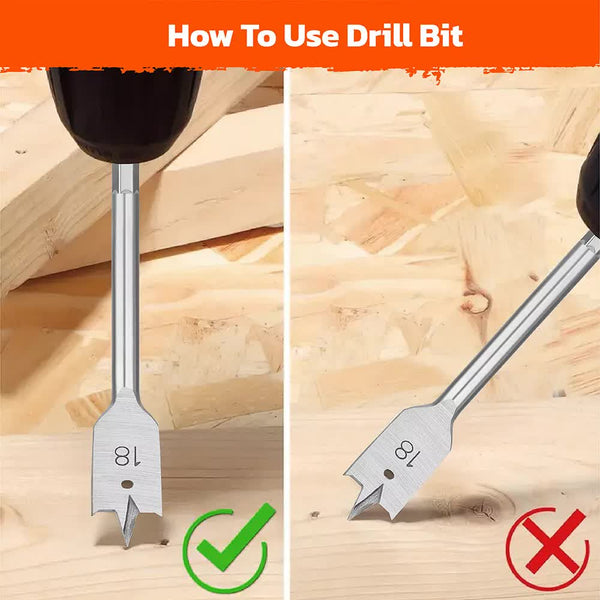 6 Pieces Flat Wood Boring Spade Drill Bit Set Drillbits 10 25Mm Bits 1/4" Shank Drill Bits