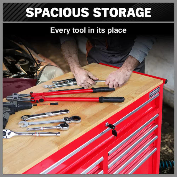 9 Drawers Tool Box Chest Cabinet Trolley Garage Storage Toolbox Red 1000Lbs Tool Boxes