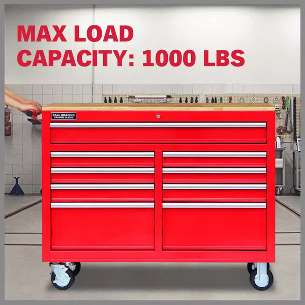 9 Drawers Tool Box Chest Cabinet Trolley Garage Storage Toolbox Red 1000Lbs Tool Boxes
