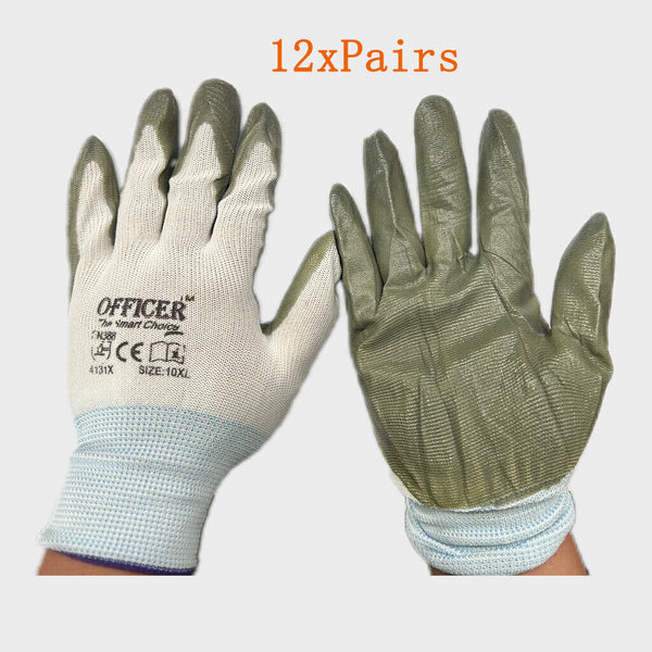 Sedy 12Pairs Cotton Gloves Work Safety Thick Heavy Seamless Duty Warehouse Work Gloves