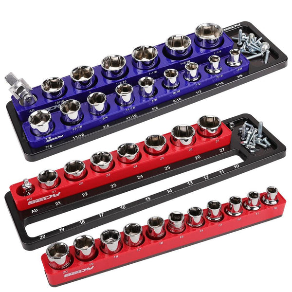 Sedy 2Pc Mag Netic Socket Organizer 1/2 Drive Metric Sae Sockets Storage Holder Other Tool Storage