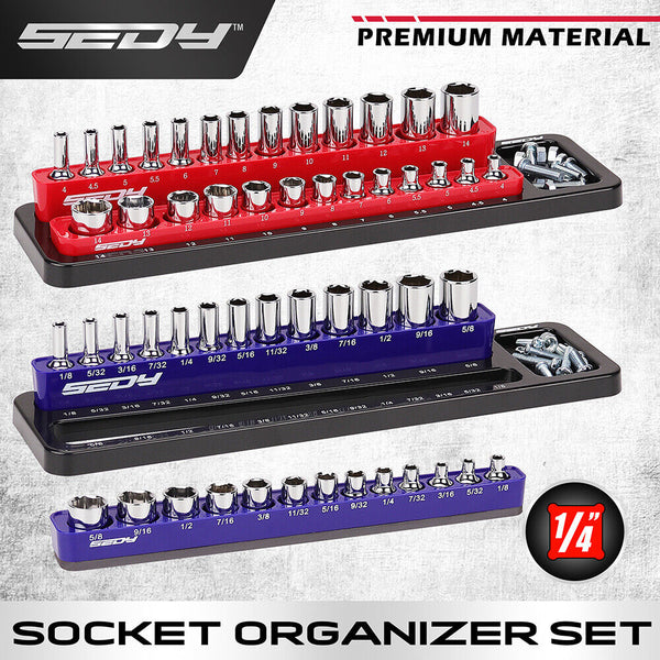 Sedy Mag Netic Socket Holder Organizer Set Detachable 1/4 Drive Metric Sae Tool Other Tool Storage