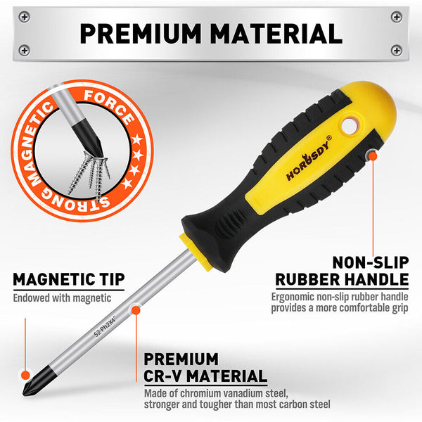 Horusdy 11 Pieces Magnetic Screwdriver Set With Case Magnetizer Demagnetizer Flat Head Screwdrivers