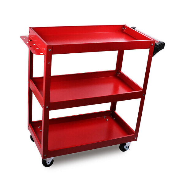 Red 3 Tier Tool Cart Trolley Toolbox Workshop Garage Storage 150Kg Organizer Tool & Equipment Trolleys