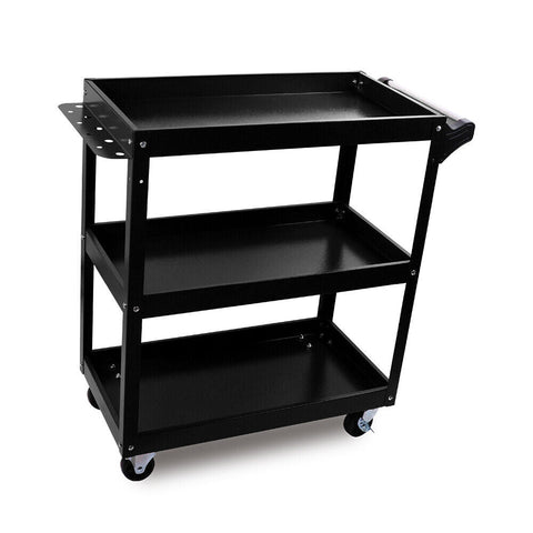 Black 3 Tier Tool Cart Trolley Toolbox Workshop Garage Storage 150Kg Organizer Garage Tool & Equipment Trolleys