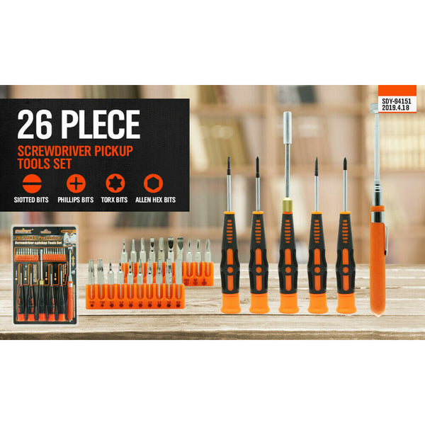 Horusdy 26Pc Precision Screwdriver Set Magnetic Pickup Hex Torx Philip Flat Bits Drive Screwdrivers & Nutdrivers