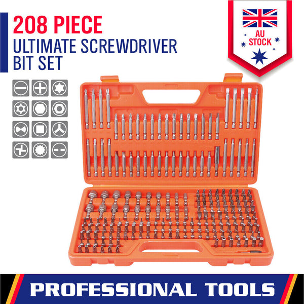 208 Piece Security Bit Set Screwdriver Key Hex Holder Tamper Proof Torx Adaptor Screwdrivers & Nutdrivers