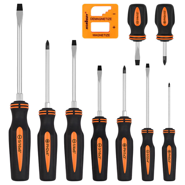 Horusdy 10Pcs Magnetic Screwdriver Set Phillips Slotted Holder Magnetizer Au Screwdrivers & Nutdrivers