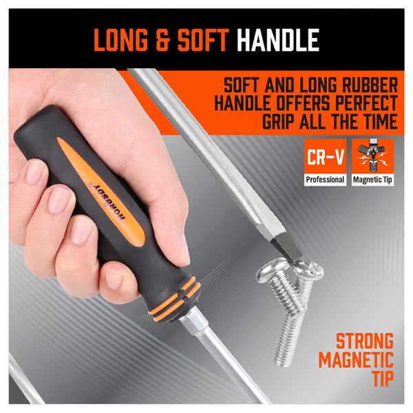 Horusdy 10Pcs Magnetic Screwdriver Set Phillips Slotted Holder Magnetizer Au Screwdrivers & Nutdrivers