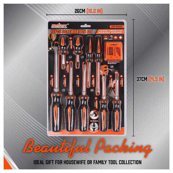 Horusdy 10Pcs Magnetic Screwdriver Set Phillips Slotted Holder Magnetizer Au Screwdrivers & Nutdrivers