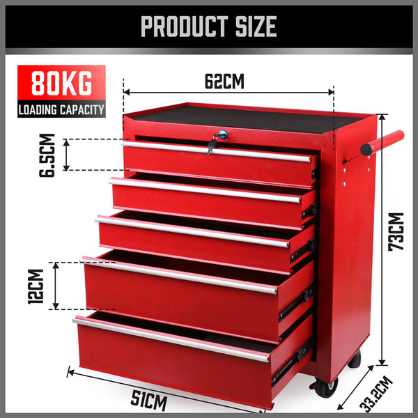 Tool Boxes Horusdy+Sedy 5 Drawer Tool Storage Trolley Cart Heavy Duty Garage Cabinet Organizer With Lockable Wheels