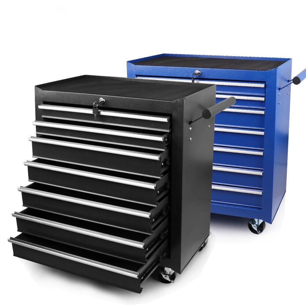 Tool Boxes Horusdy 7 Drawer Tool Box Trolley Cabinet Blue Or Black Heavy Duty Chest Garage Storage Cart Organizer
