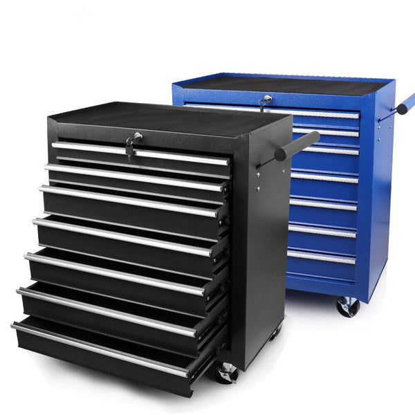 Tool Boxes Horusdy 7 Drawer Tool Box Trolley Cabinet Blue Or Black Heavy Duty Chest Garage Storage Cart Organizer