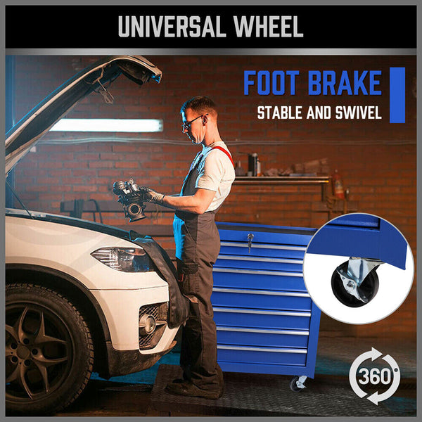 Tool Boxes Horusdy 7 Drawer Tool Box Trolley Cabinet Blue Or Black Heavy Duty Chest Garage Storage Cart Organizer