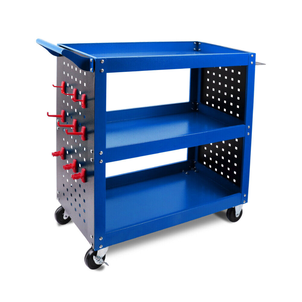 Sedy Blue 3 Tier Tool Cart Storage Trolley Toolbox Workshop Garage Organiser 150Kg Tool Boxes