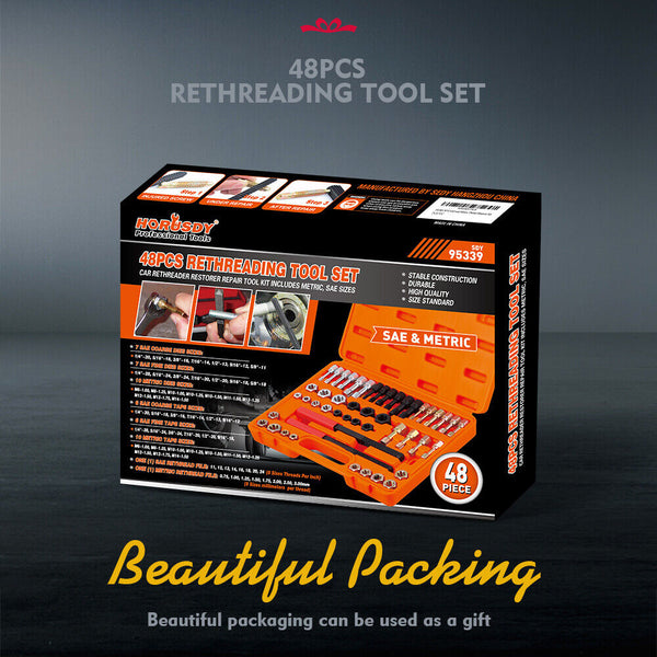 Hand Tool Accessories Horusdy 48 Pieces Sae And Metric Thread Restorer Kit Fractional