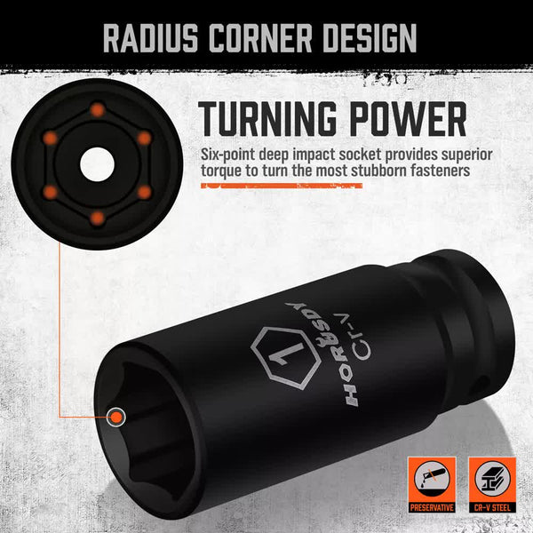 18Pc Deep Impact Socket Set Imperial / Sae Extension Flexible Adaptor 1/2" Drive Sockets & Socket Sets