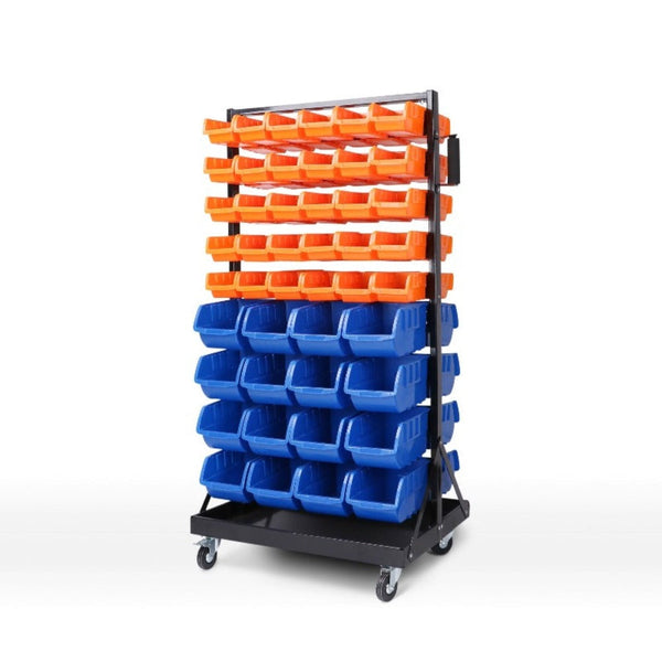 Horusdy 92 Piece Bin Mobile Garage Storage Rack Heavy Duty Tool Organizer With Swivel Wheels Other Tool Storage