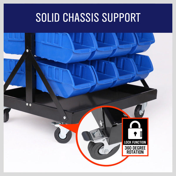 Horusdy 92 Piece Bin Mobile Garage Storage Rack Heavy Duty Tool Organizer With Swivel Wheels Other Tool Storage