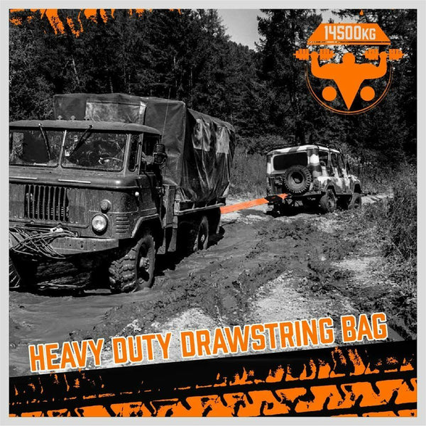 Horusdy Heavy Duty 9.1M Recovery Tow Straps Snatch Kit 32000 Lbs Break Strength With Ring Shackles For Off Roading And Hauling Recovery Tracks