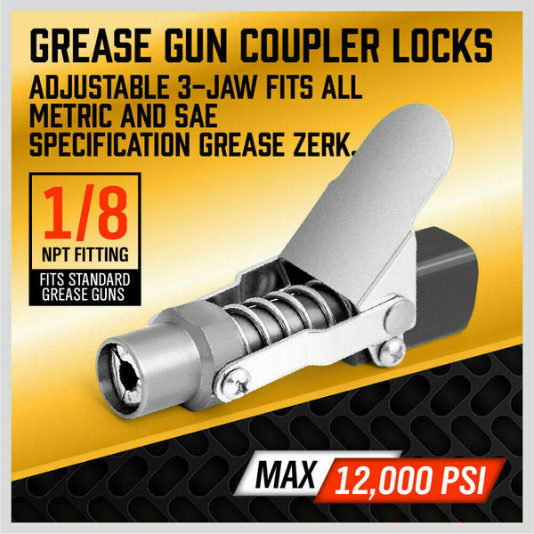 Grease Un Coupler Quick Release & Lock 1/8 Npt Rated 10000 Psi Storage Case Grease Guns