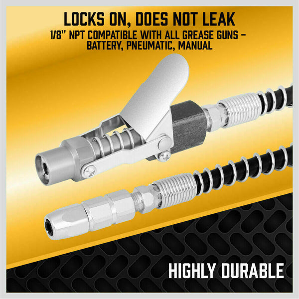 Grease Un Coupler Quick Release & Lock 1/8 Npt Rated 10000 Psi Storage Case Grease Guns