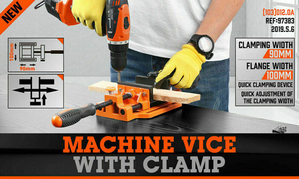 90Mm Drill Press Bench Vice Quick Release Clamp Jaw Soft Grip Hand Pads Woodwork Drill Presses