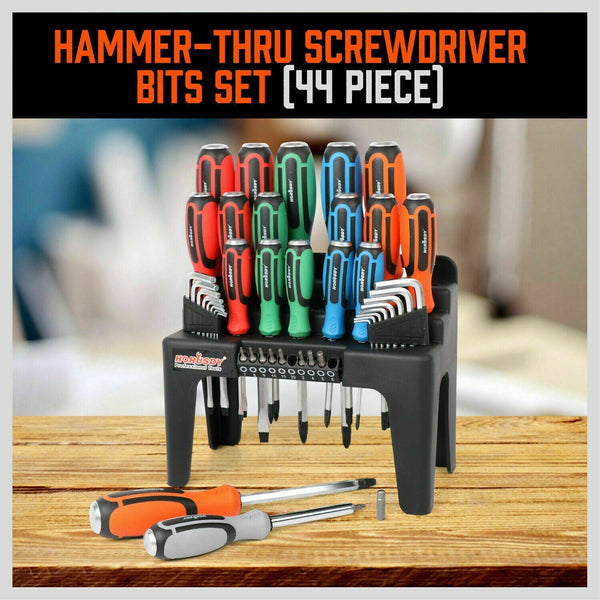 44 Piece Impact Screwdriver Set With Magnetic Bits High Torque Hex Keys And Rackawith Color Grip Screwdrivers