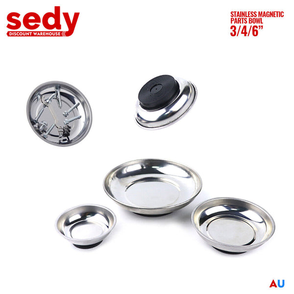 Sedy 5Pcs 4 1/4 Inch Magnetic Tray Stainless Steel Bowl Screws Nuts Bolts Collector Holder Other Tool Storage