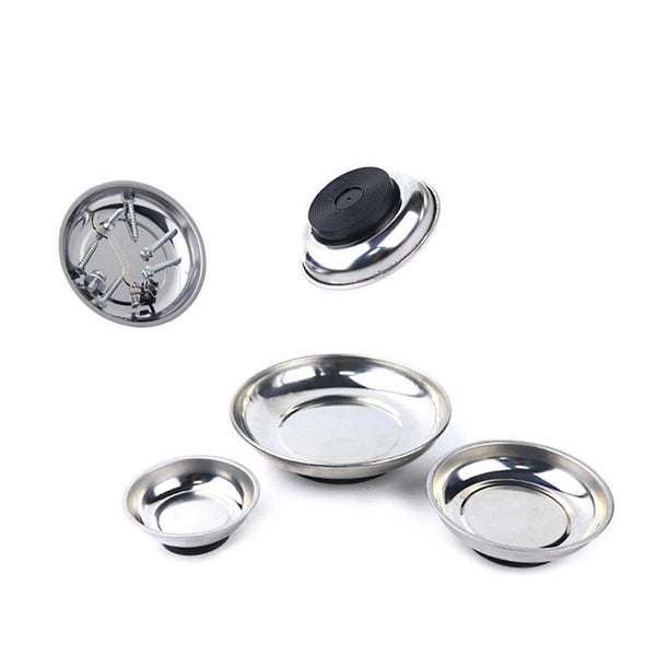 Sedy 5Pcs 4 1/4 Inch Magnetic Tray Stainless Steel Bowl Screws Nuts Bolts Collector Holder Other Tool Storage