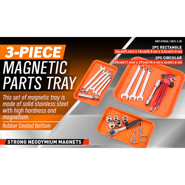Horusdy 3Pcs Magnetic Parts Tray Set Small Tool Organization Non Slip Other Hand Tools