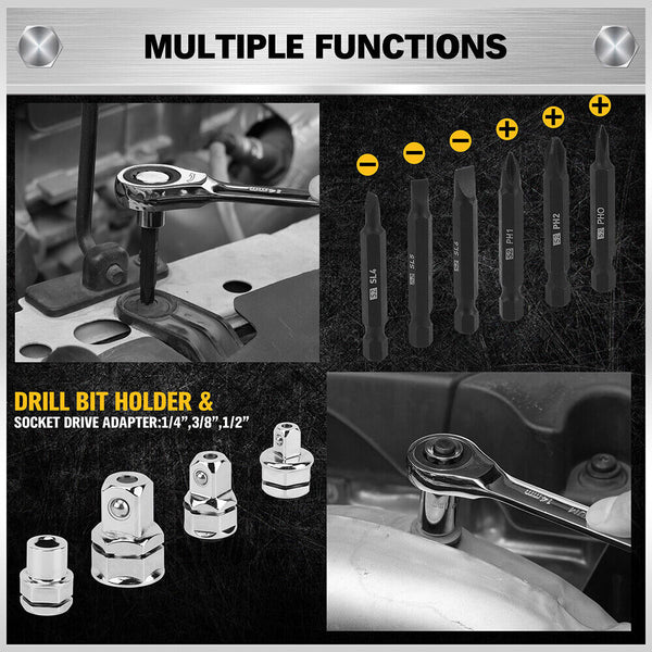 Elead 33Pcs Ratchet Wrench Set Sae Metric Phillips Slotted Bits Adapter Other Auto Tools & Supplies