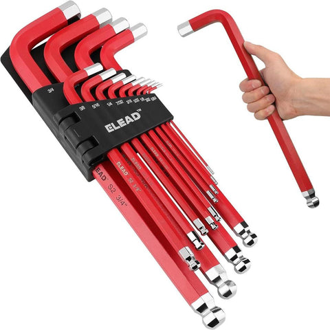 Elead 13Pc Extra Large Hex Key Set Long Allen Wrench Ball End Sae 5/64" 3/4 Wrench Sets