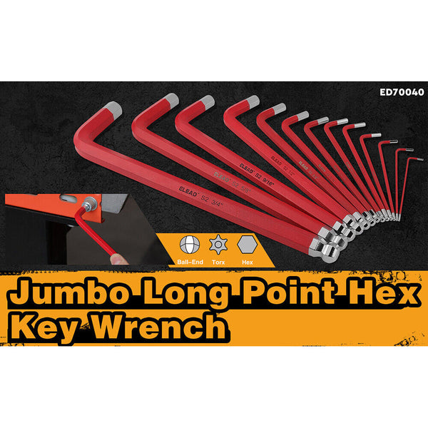 Elead 13Pc Extra Large Hex Key Set Long Allen Wrench Ball End Sae 5/64" 3/4 Wrench Sets