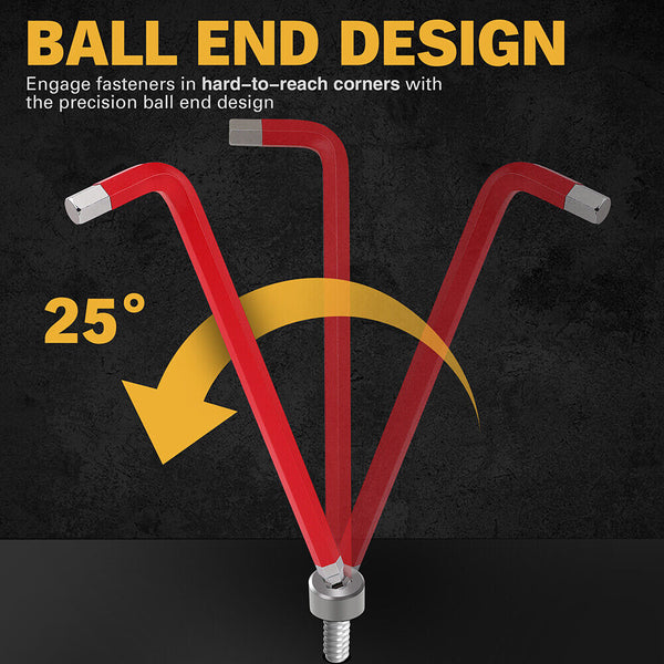 Elead 13Pc Extra Large Hex Key Set Long Allen Wrench Ball End Sae 5/64" 3/4 Wrench Sets