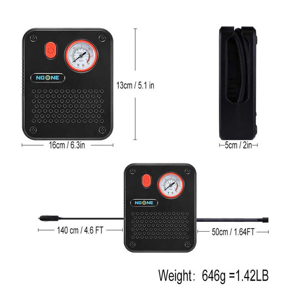 Noone 1.9M Air Compressor Tire Inflator 12V Portable Car Pump 60W Air Compressors