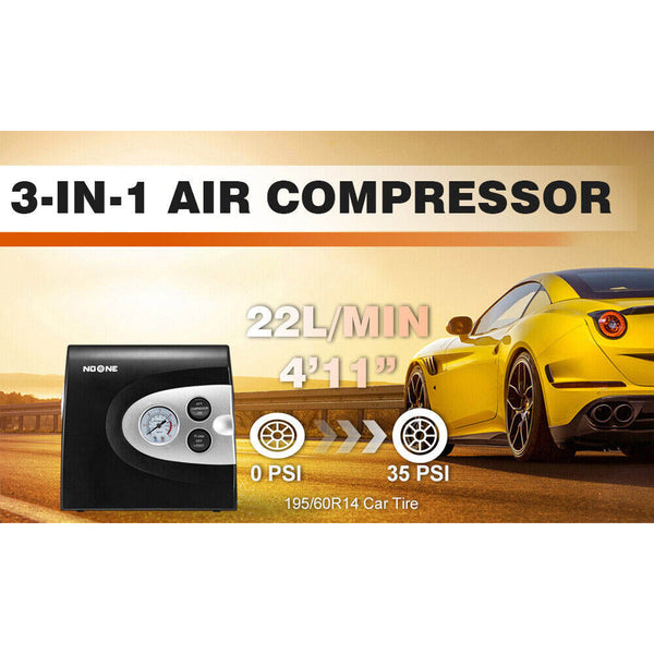 Sedy Noone 3 In 1 Air Compressor Tire Inflator 12V Portable Car Pump Air Compressors