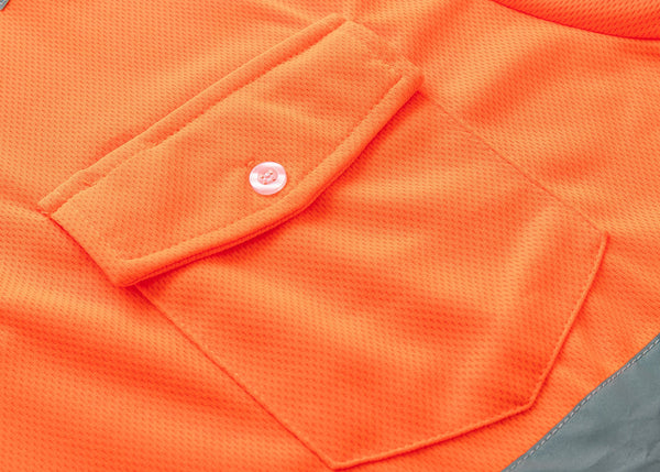 Hi Vis Long Sleeve Workwear Shirt Reflective Tape Cool Dry Safety Polo 2 Tone Fluoro Orange / Navy M Other Safety & Protective Gear