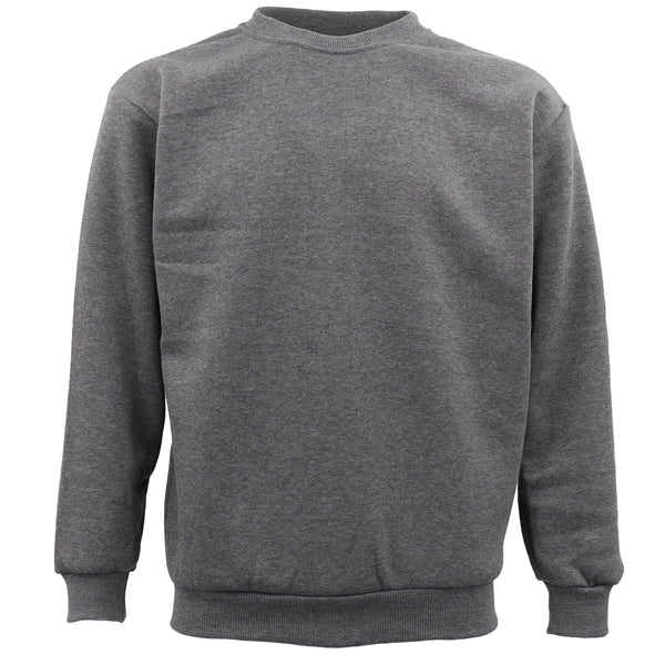 New Adult Unisex Plain Pullover Fleece Jumper Mens Long Sleeve Crew Neck Sweater Black 2Xl Jumpers