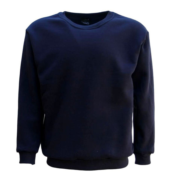 New Adult Unisex Plain Pullover Fleece Jumper Mens Long Sleeve Crew Neck Sweater Black 2Xl Jumpers