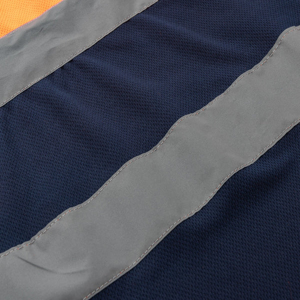 Hi Vis Short Sleeve Workwear Shirt Reflective Tape Cool Dry Safety Polo 2 Tone Fluoro Orange / Navy L Other Safety & Protective Gear